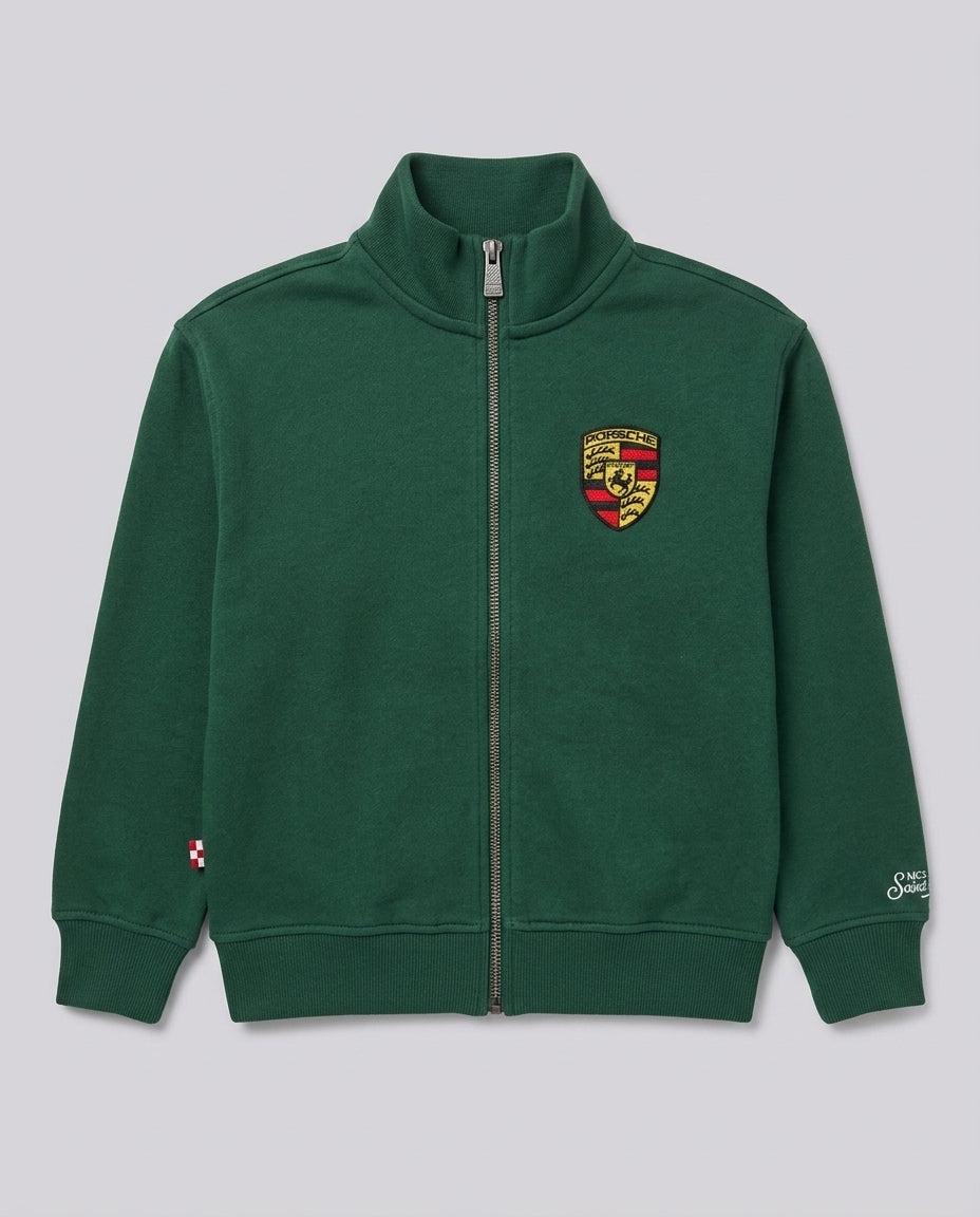 Felpa con Zip Saint Barth Kids Porsche Like Son Verde – fronte