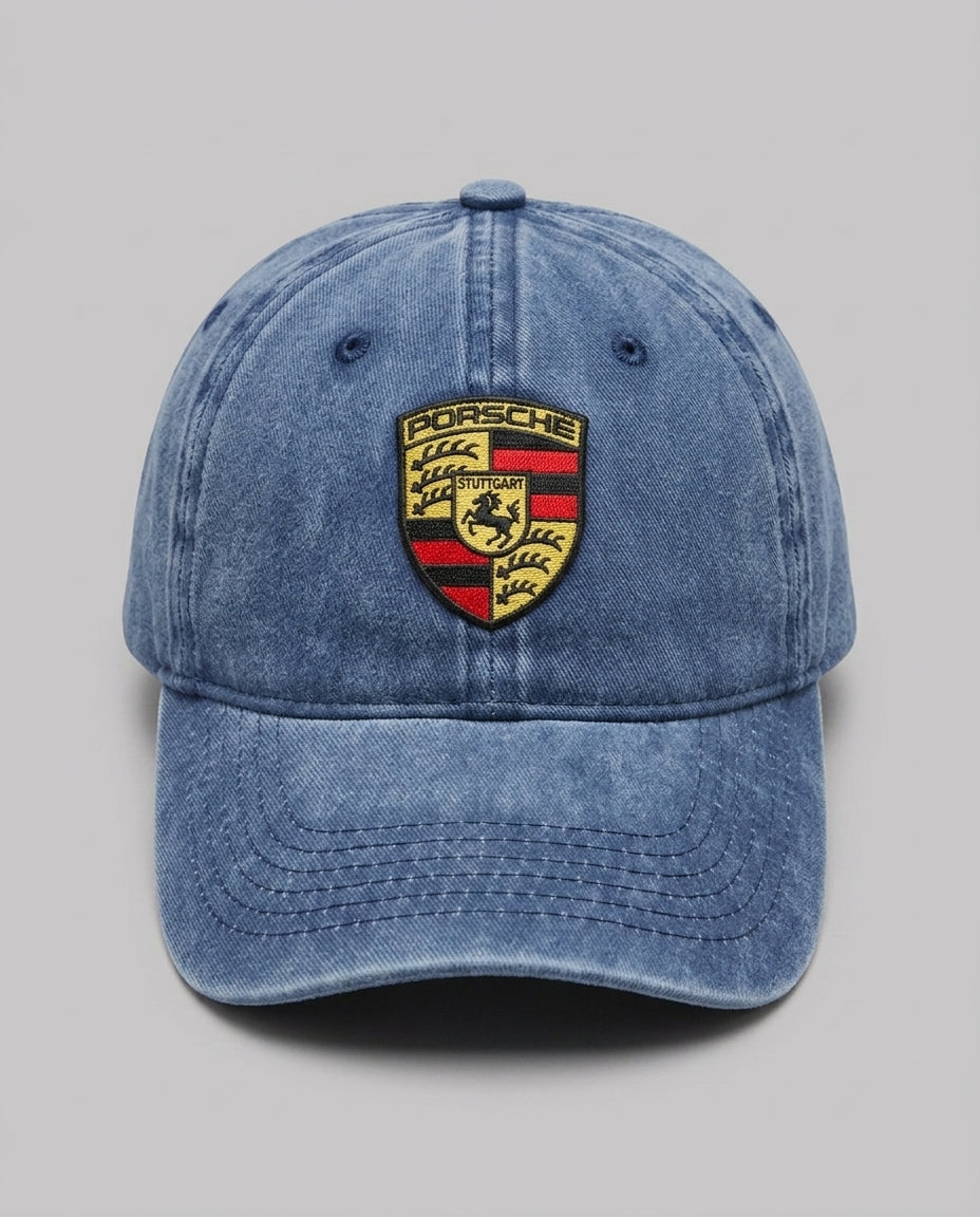 Cappello con Visiera Saint Barth Kids Porsche in Denim – fronte