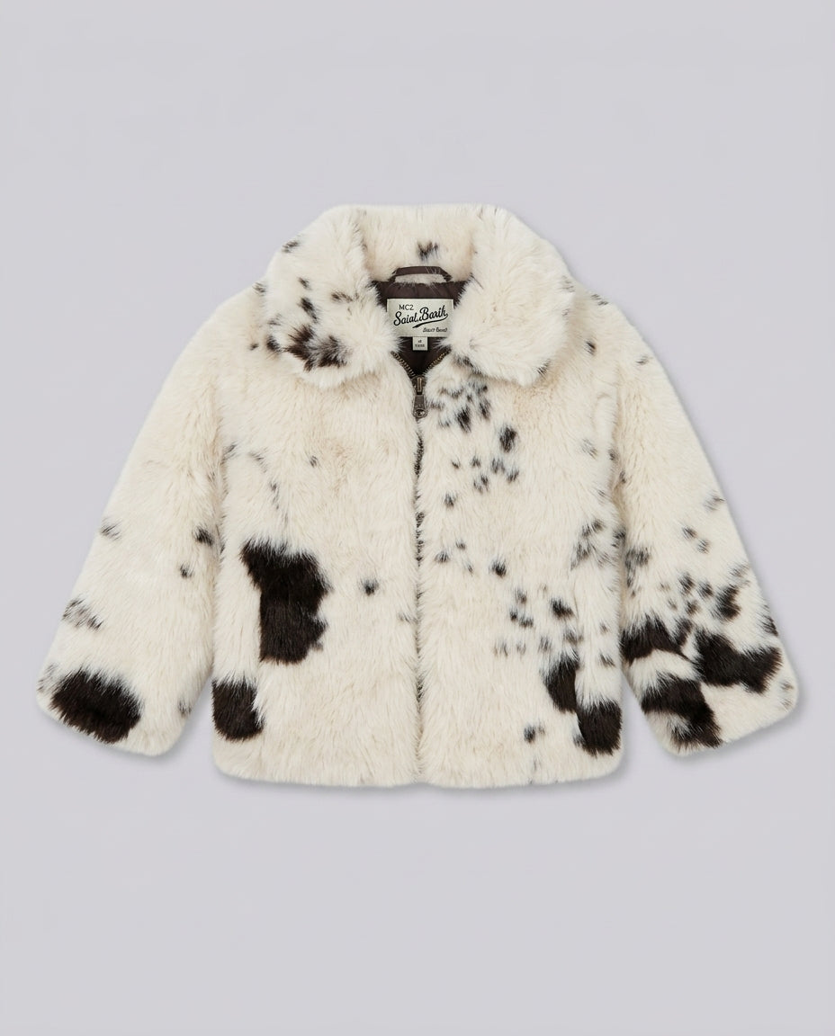 Giacca in Pelliccia Saint Barth Kids Effetto Mucca – fronte