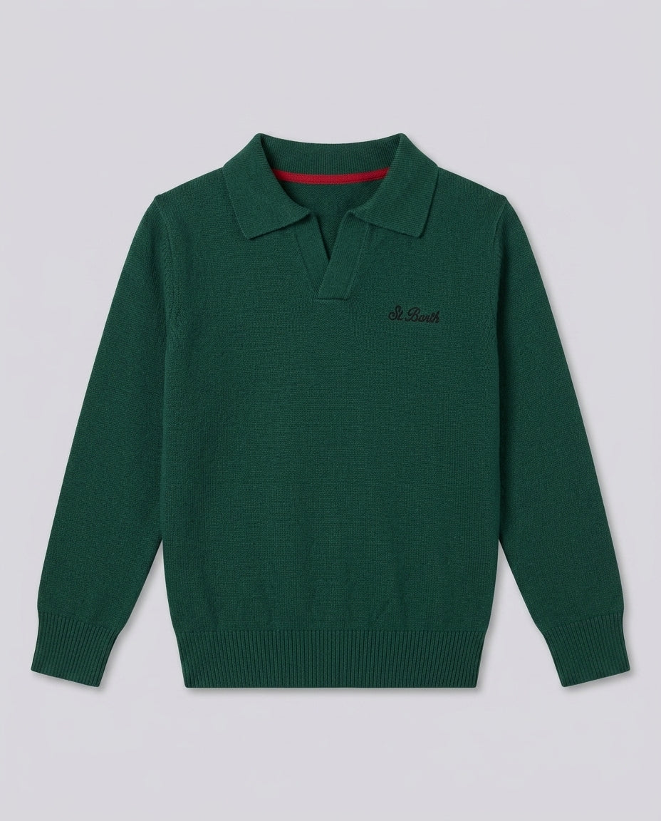 Maglione Saint Barth Kids Verde Inglese – fronte