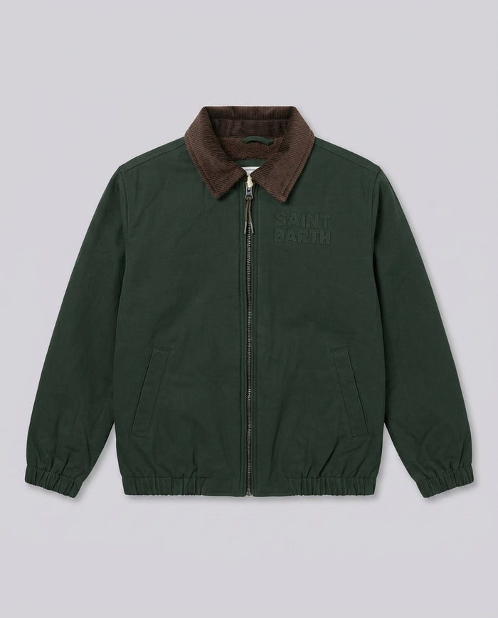 Giacca Cerata Saint Barth Kids Verde Militare – fronte