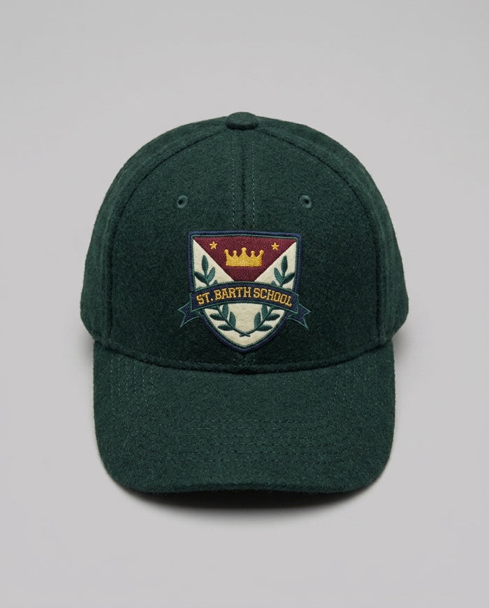 Cappello con Visiera Saint Barth Kids in Feltro Verde Inglese – fronte