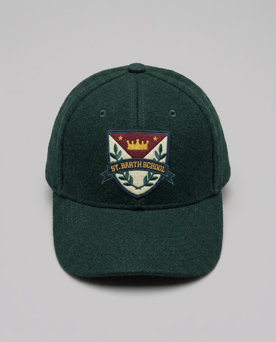 Cappello con Visiera Saint Barth Kids in Feltro Verde Inglese – fronte