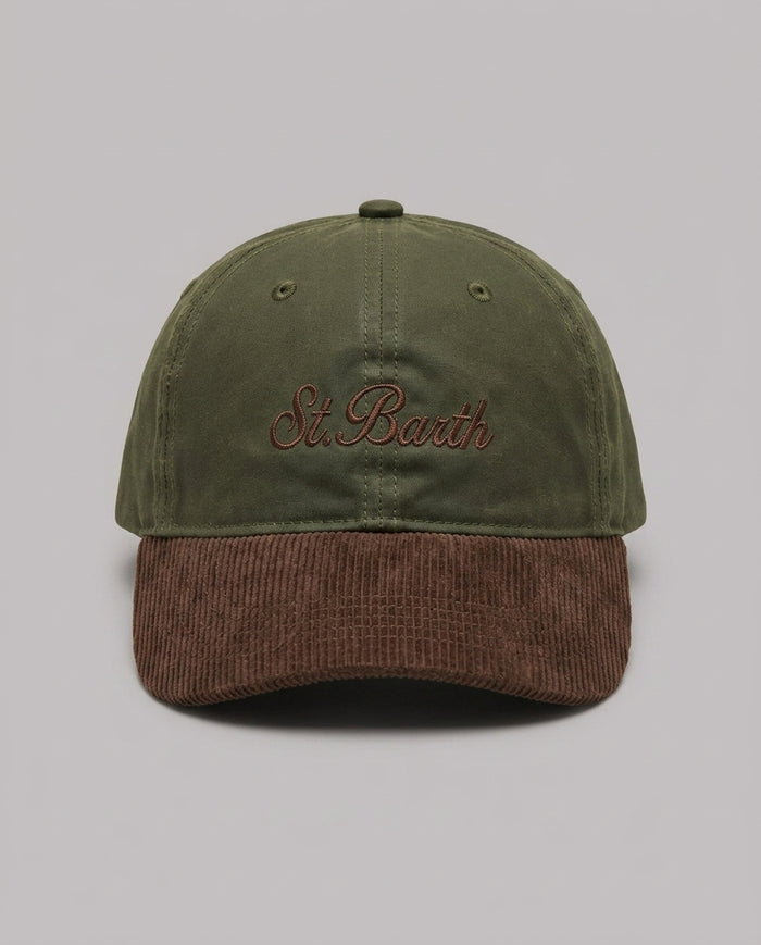 Cappello con Visiera Saint Barth Kids in Velluto a Coste Cerato – fronte