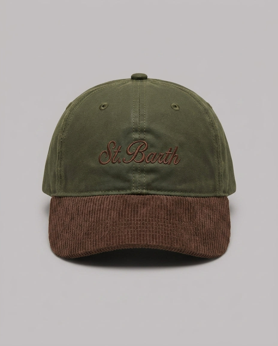 Cappello con Visiera Saint Barth Kids in Velluto a Coste Cerato – fronte