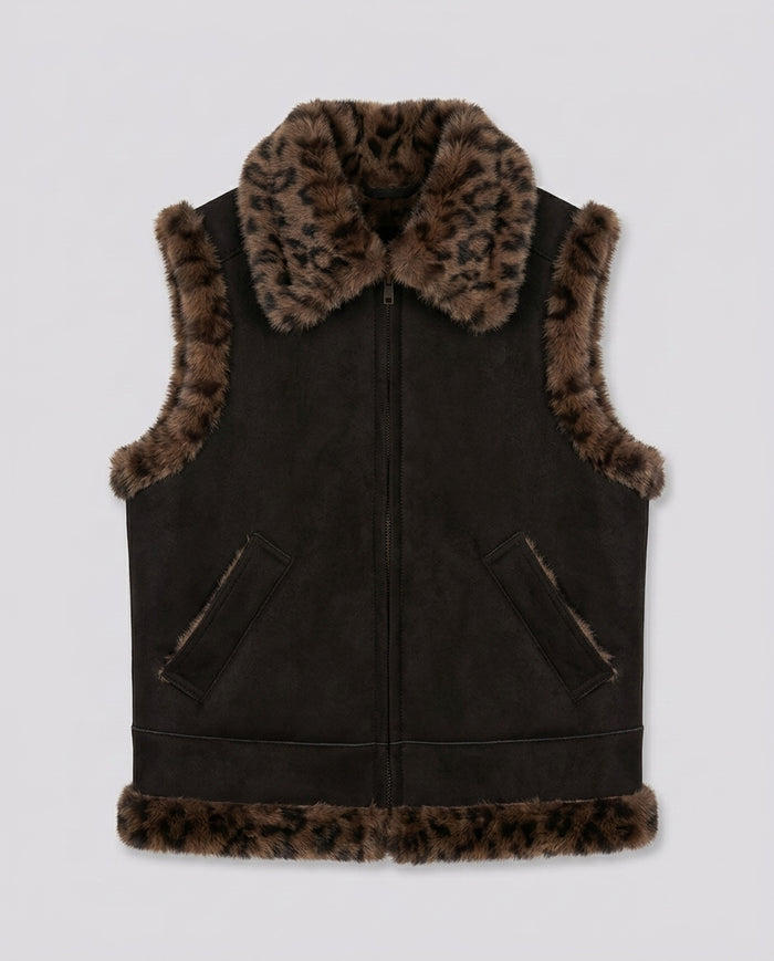 Gilet in Ecopelle Saint Barth Kids Nero – fronte