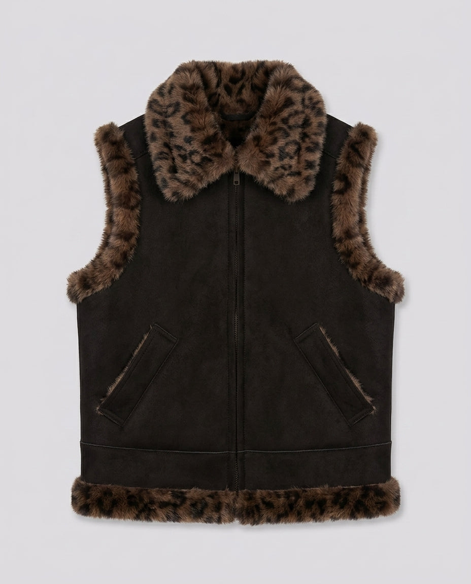 Gilet in Ecopelle Saint Barth Kids Nero – fronte
