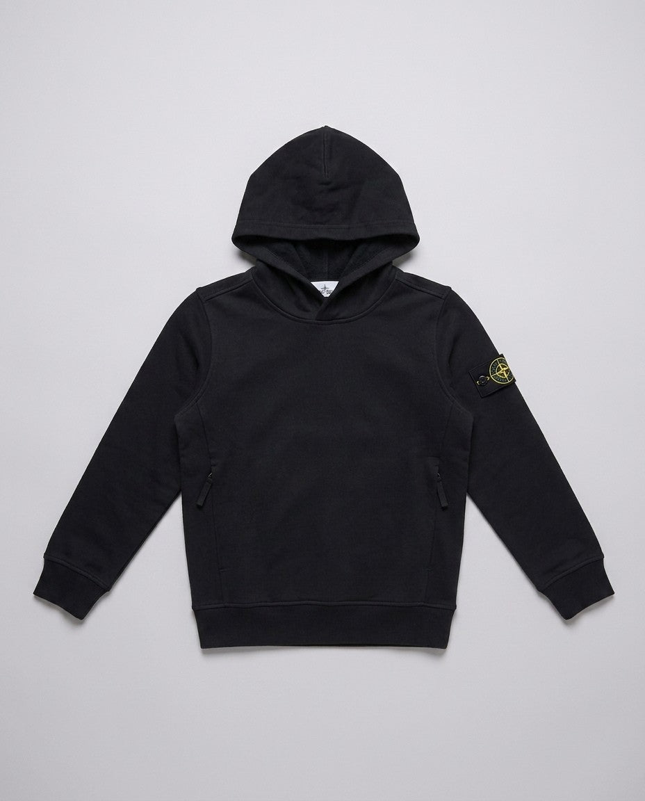 Hoodie Stone Island Kids nero con cappuccio da bambino 8 anni – fronte