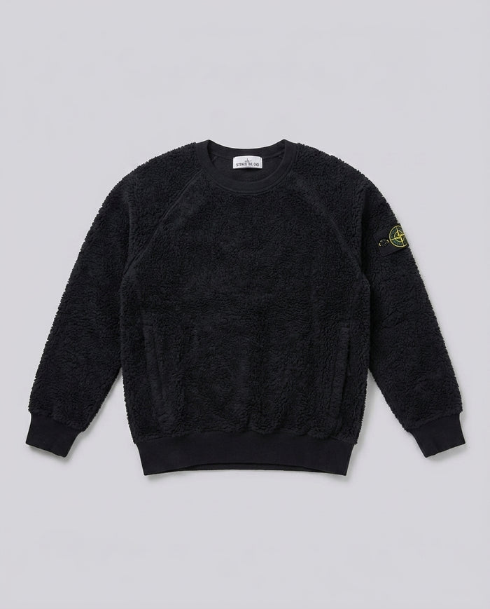 Felpa Stone Island Kids teddy nera da bambino 10 anni – fronte