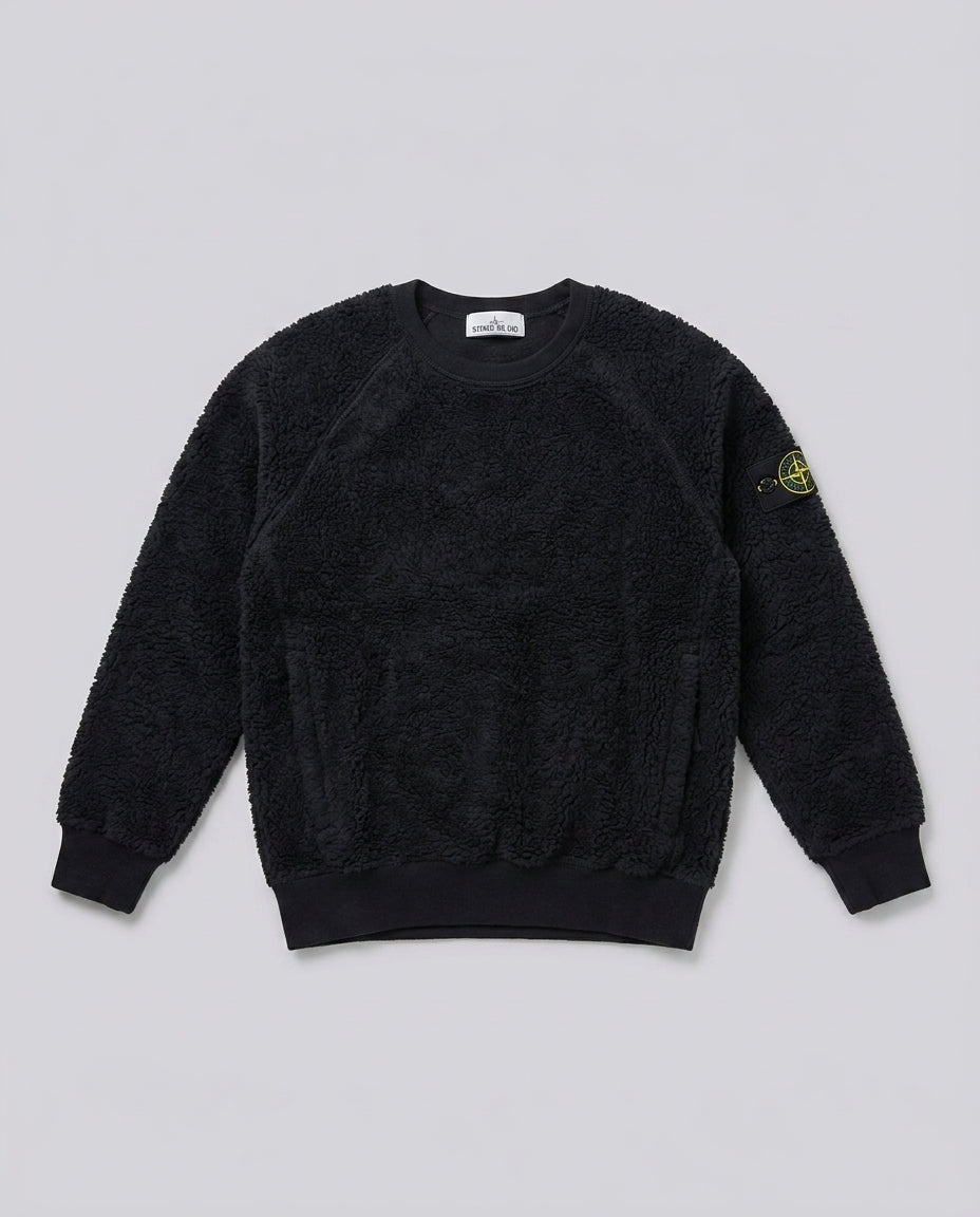 Felpa Stone Island Kids teddy nera da bambino 10 anni – fronte