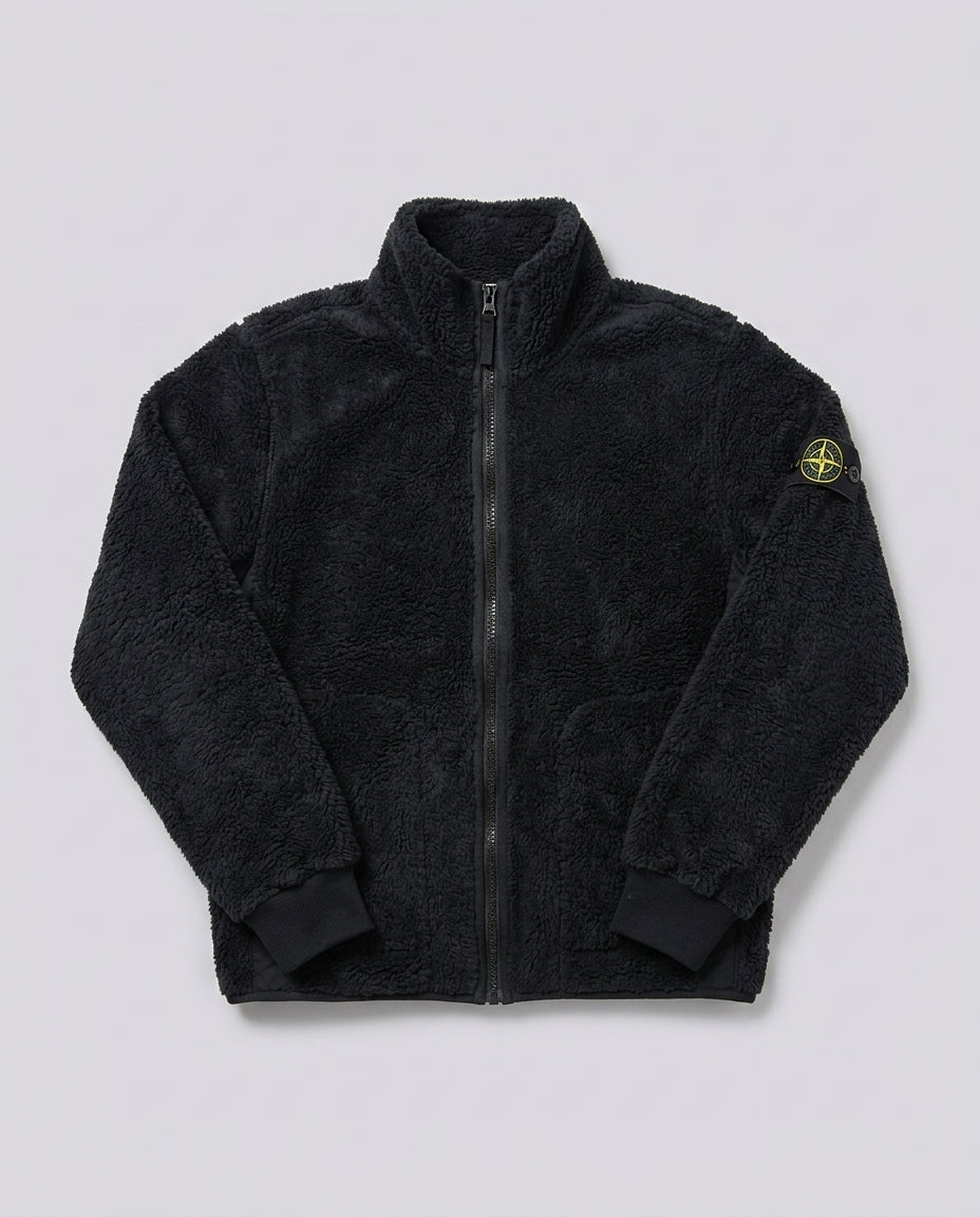 Felpa Stone Island Kids teddy nera da bambino – fronte