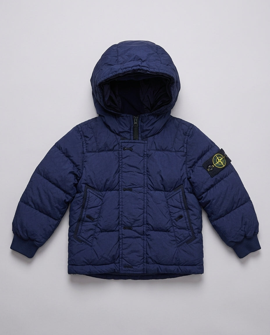 Piumino Stone Island Kids blu garment dyed da bimbo 2 anni – fronte