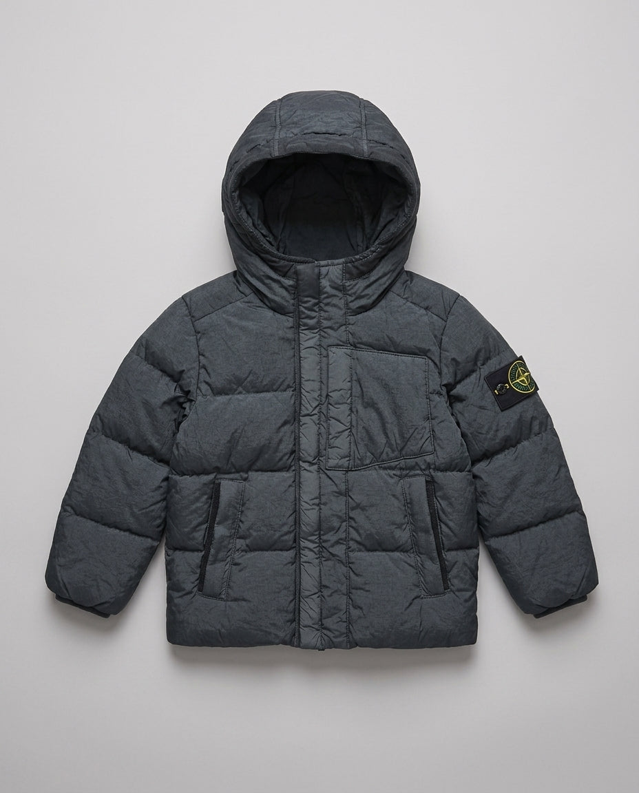 Piumino Stone Island Kids grigio scuro da bimbo 2 anni – fronte