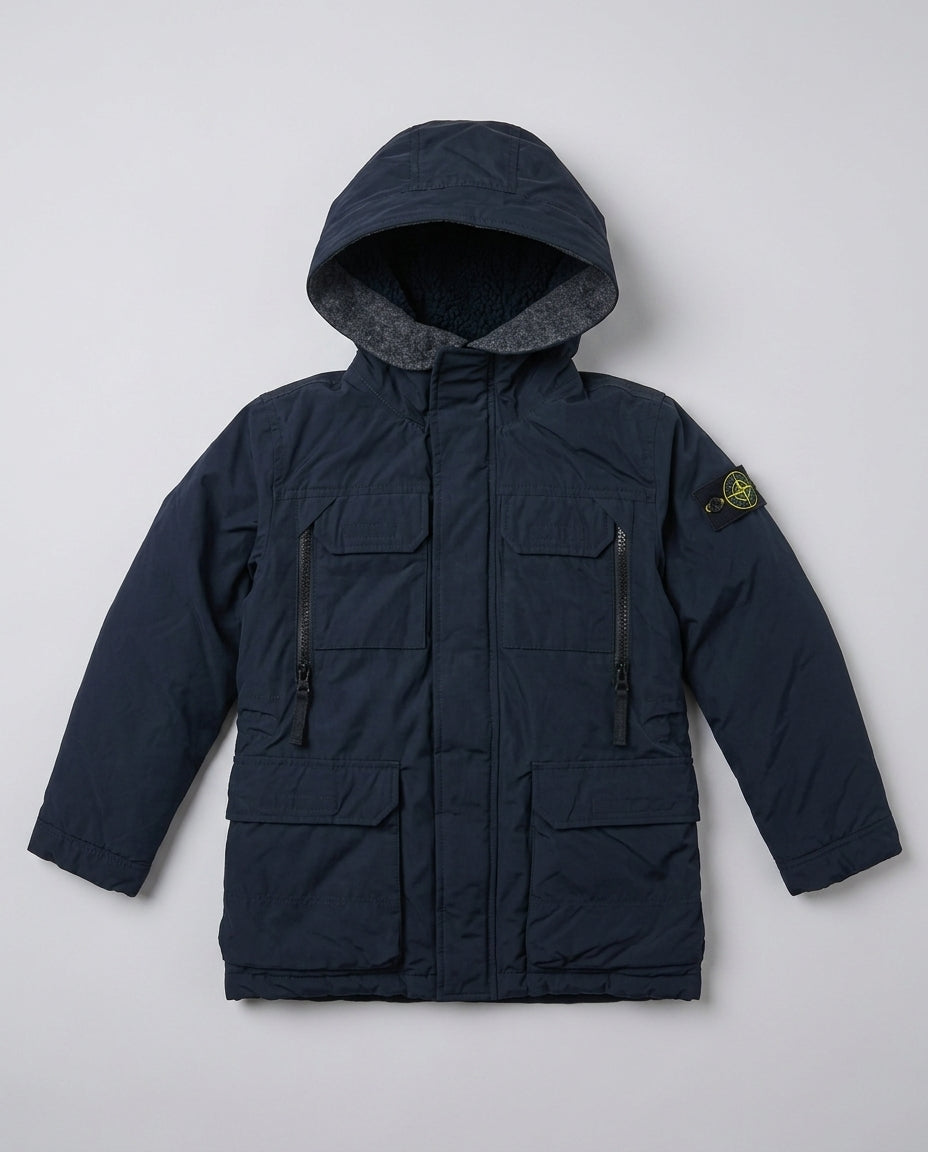 Giaccone Stone Island Kids navy da bambino 8 anni – giubbotto invernale fronte