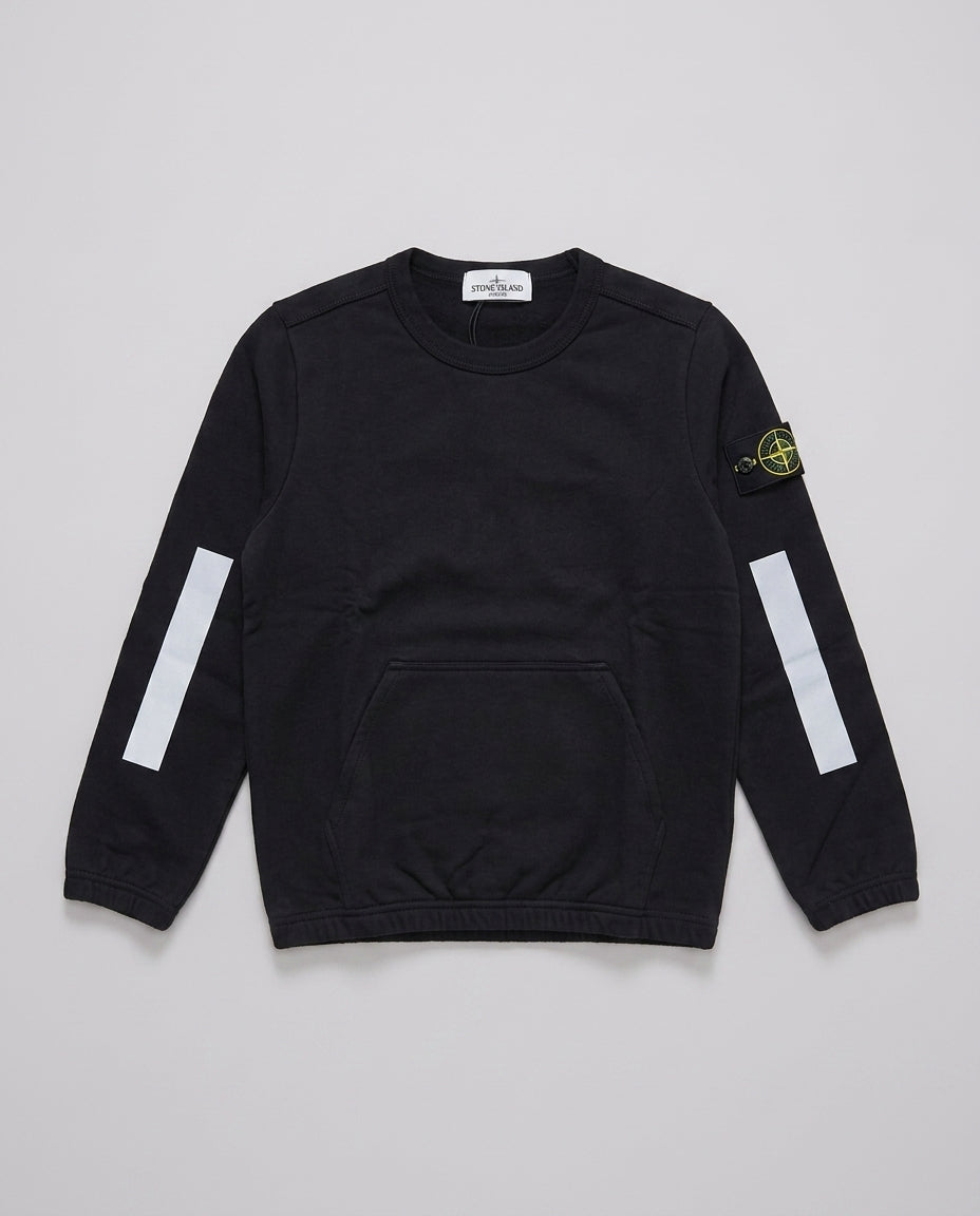 Maglietta Stone Island Kids nera manica lunga da bambino 8 anni – fronte