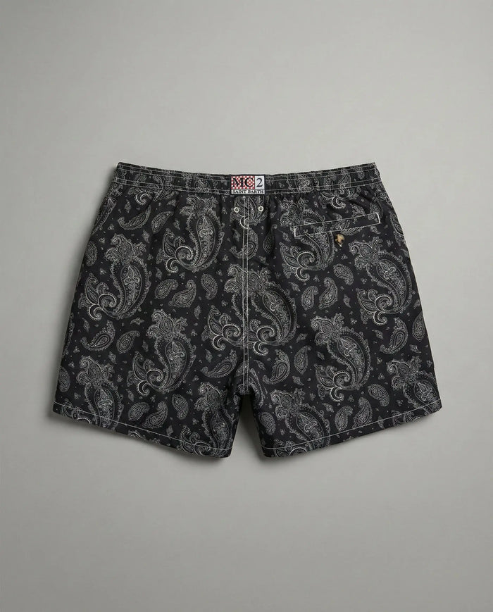 Costume Uomo Nero MC2 Saint Barth | Stampa Paisley Mc2 Saint Barth