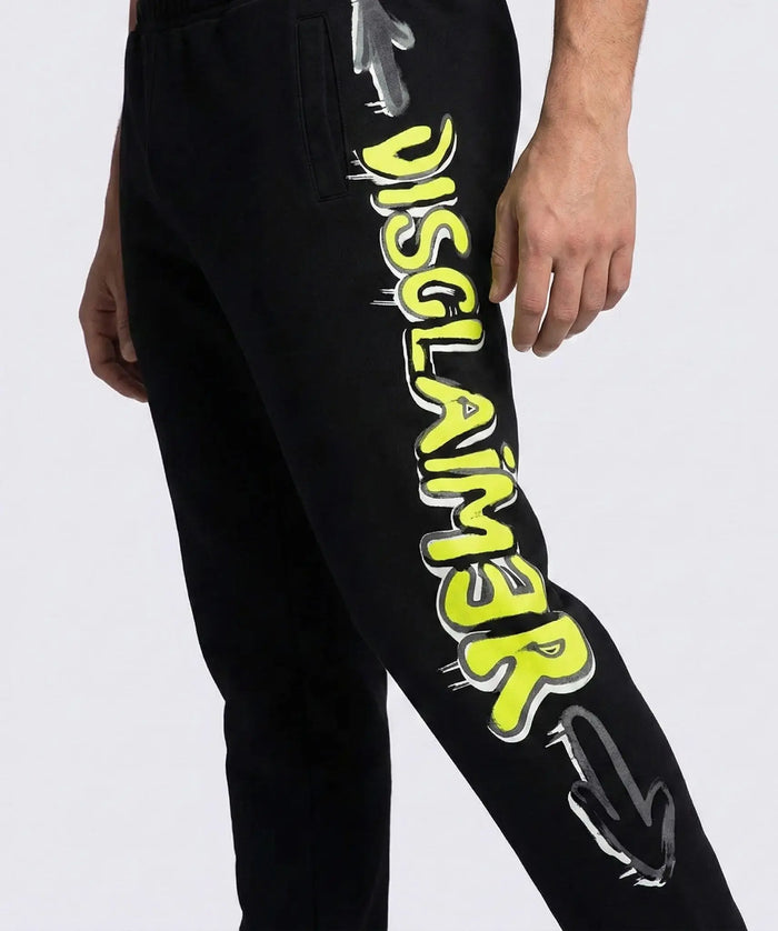 Pantaloni Disclaimer Uomo | Logo Laterale | Nero Logo Disclaimer