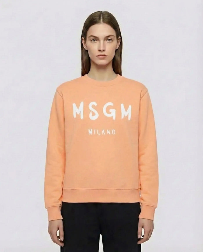 Felpa Msgm | Modello Unisex | Girocollo con Logo | Arancio | Outlet MSGM
