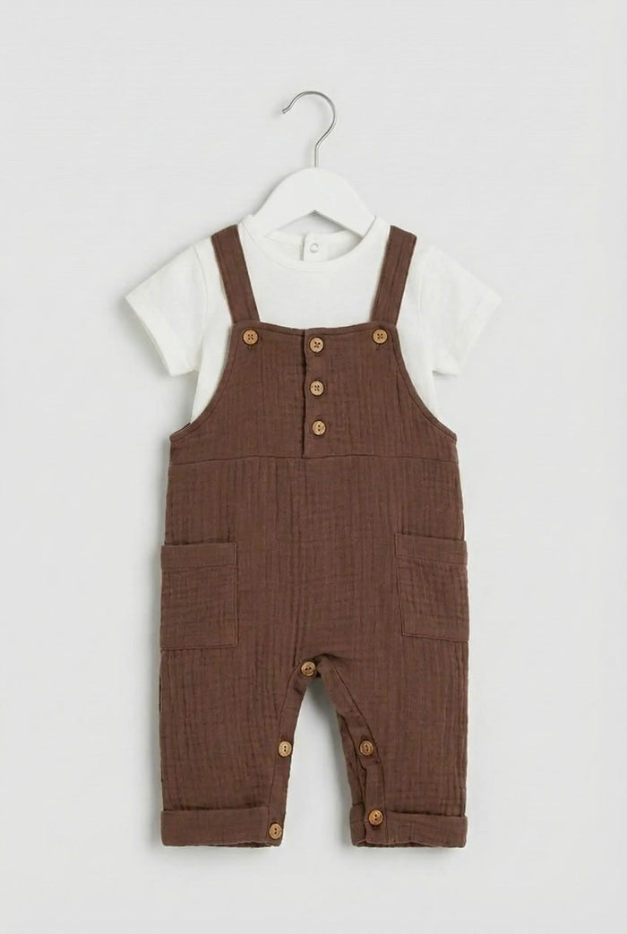 COMPLETO SALOPETTE E MAGLIETTA DA NEONATO LALALU' Lalalu