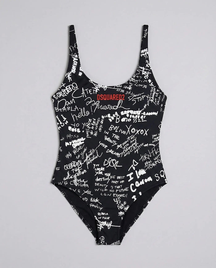 Costume Dsquared2 Intero | Logo Graffiti | Nero Dsquared2