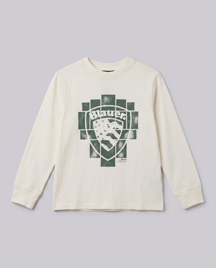Felpa con Cappuccio Blauer Kids grigia con scritta da bambino 8 anni – fronte