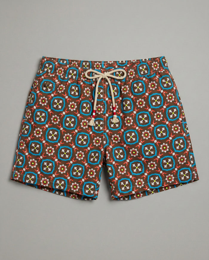 Costume Marrone Uomo Mc2 Saint Barth | Stampa Geometrica Mc2 Saint Barth