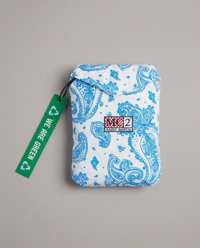 Costume Bianco Uomo Mc2 Saint Barth | Stampa Bandana Azzurra Mc2 Saint Barth