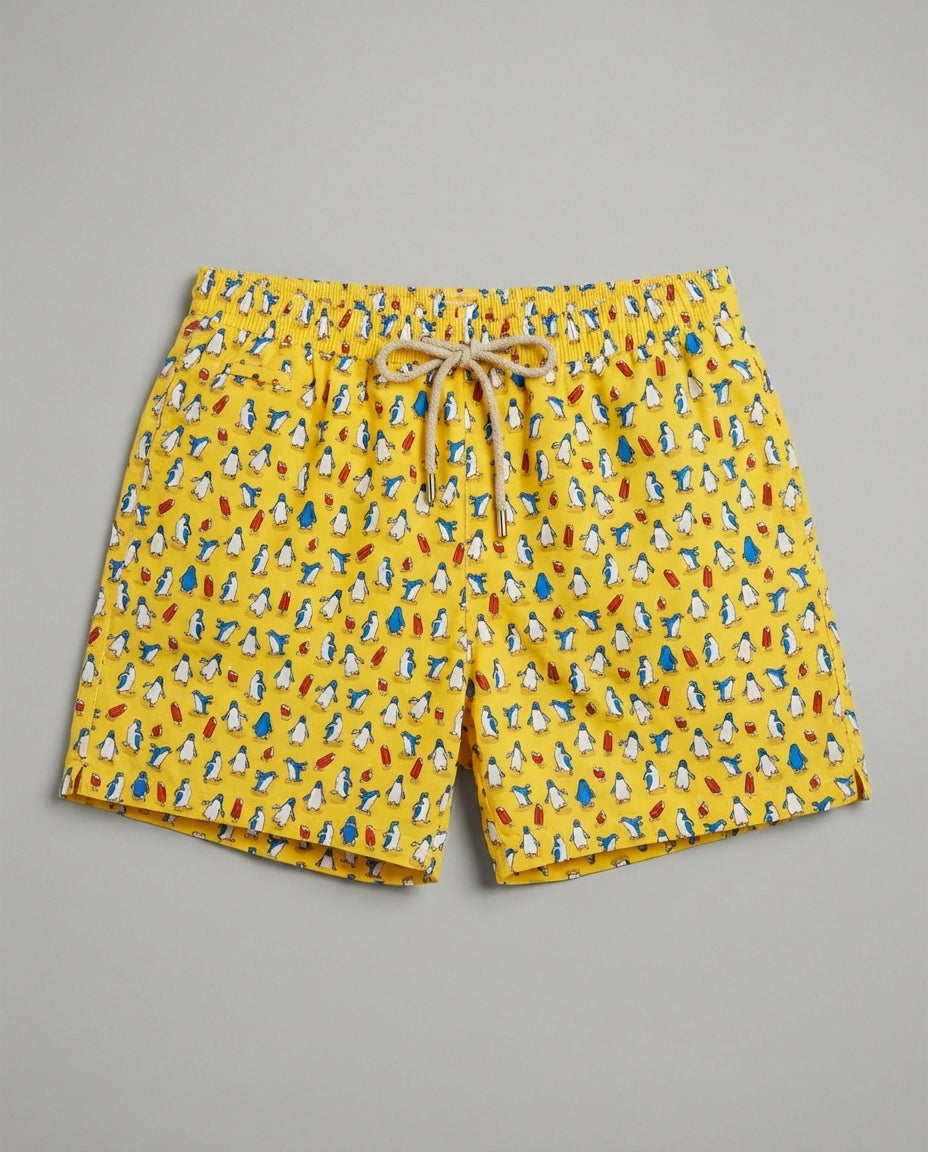 Costume Giallo Uomo Mc2 Saint Barth | Stampa Pinguini & Gelati Mc2 Saint Barth