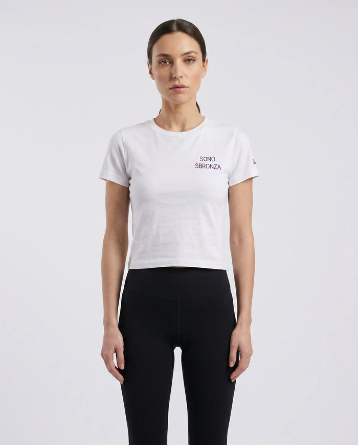 maglia mc2 saint barth donna bianca con scritta divertente sono sbronza prezzo outlet