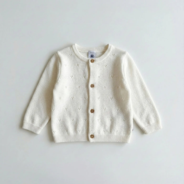 CARDIGAN BEBE' IN TRICOT COTONE TRAFORATO PETIT BATEAU Petit Bateau