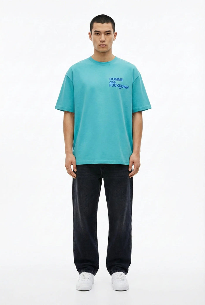 Comme Des Fuckdown | Maglietta con Logo | Colore Celeste | Outlet Comme Des Fuckdown