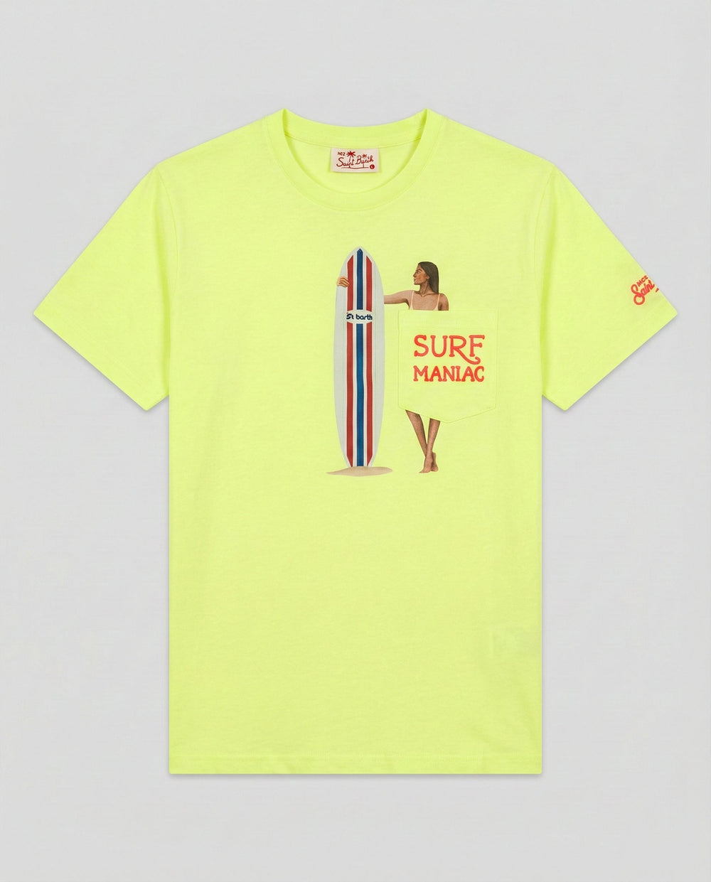 T Shirt Gialla Fluo Con Stampa Surf Maniac | Mc2 Saint Barth Mc2 Saint Barth