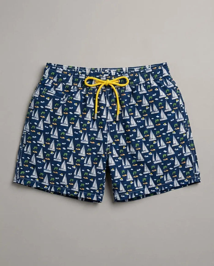 Costume Uomo Lighting 70 Blu Navy MC2 Saint Barth | Stampa Barche a Vela Mc2 Saint Barth