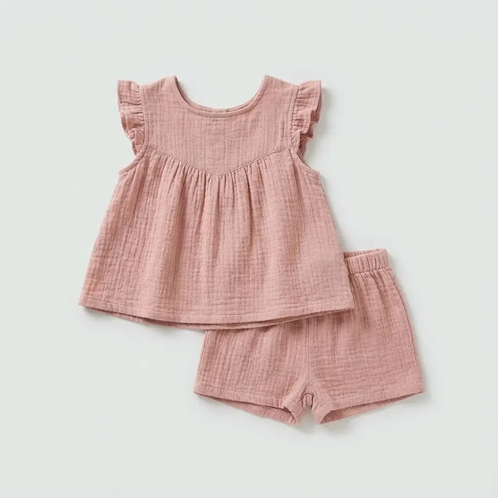 COMPLETO BLUSA E SHORTS BEBÈ IN GARZA DI COTONE PETIT BATEAU Petit Bateau