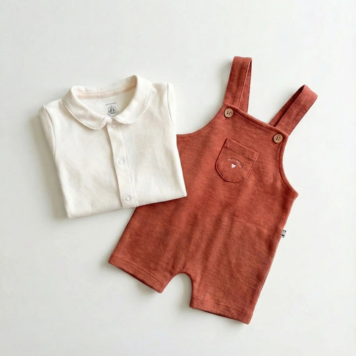 COMPLETO SALOPETTE BEBÈ IN JERSEY FIAMMATO PETIT BATEAU Petit Bateau