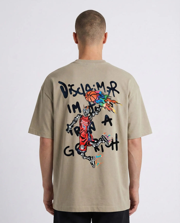 T Shirt Disclaimer Uomo | Modello Oversize Basket | Beige Disclaimer