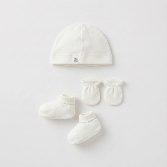 SET CON CUFFIETTA, BABBUCCE E MUFFOLE BEBÈ PETIT BATEAU Petit Bateau