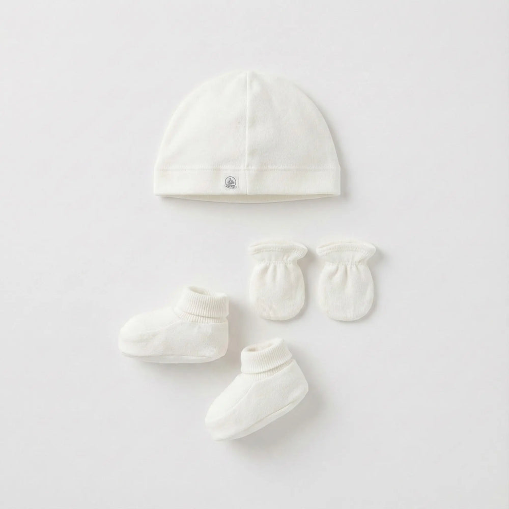 SET CON CUFFIETTA, BABBUCCE E MUFFOLE BEBÈ PETIT BATEAU Petit Bateau