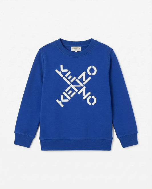 Felpa Kenzo Bambino | Logo Frontale | Blu Elettrico | Outlet Kenzo
