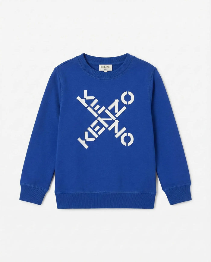 Felpa Kenzo Bambino | Logo Frontale | Blu Elettrico | Outlet Kenzo