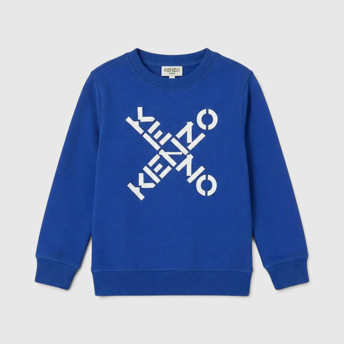 Felpa Kenzo Bambino | Logo Frontale | Blu Elettrico | Outlet Kenzo