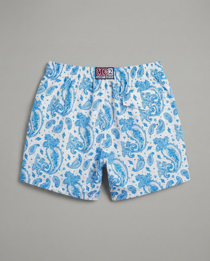Costume Bianco Uomo Mc2 Saint Barth | Stampa Bandana Azzurra Mc2 Saint Barth