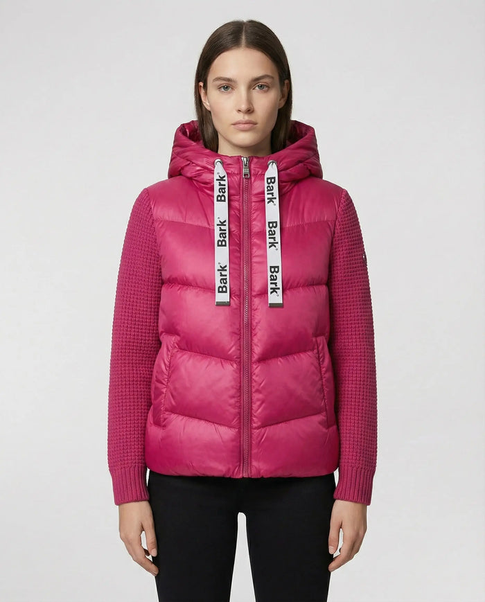 Bark Donna Fucsia | Piumino Corto Oversize | Lacci Logo Bark