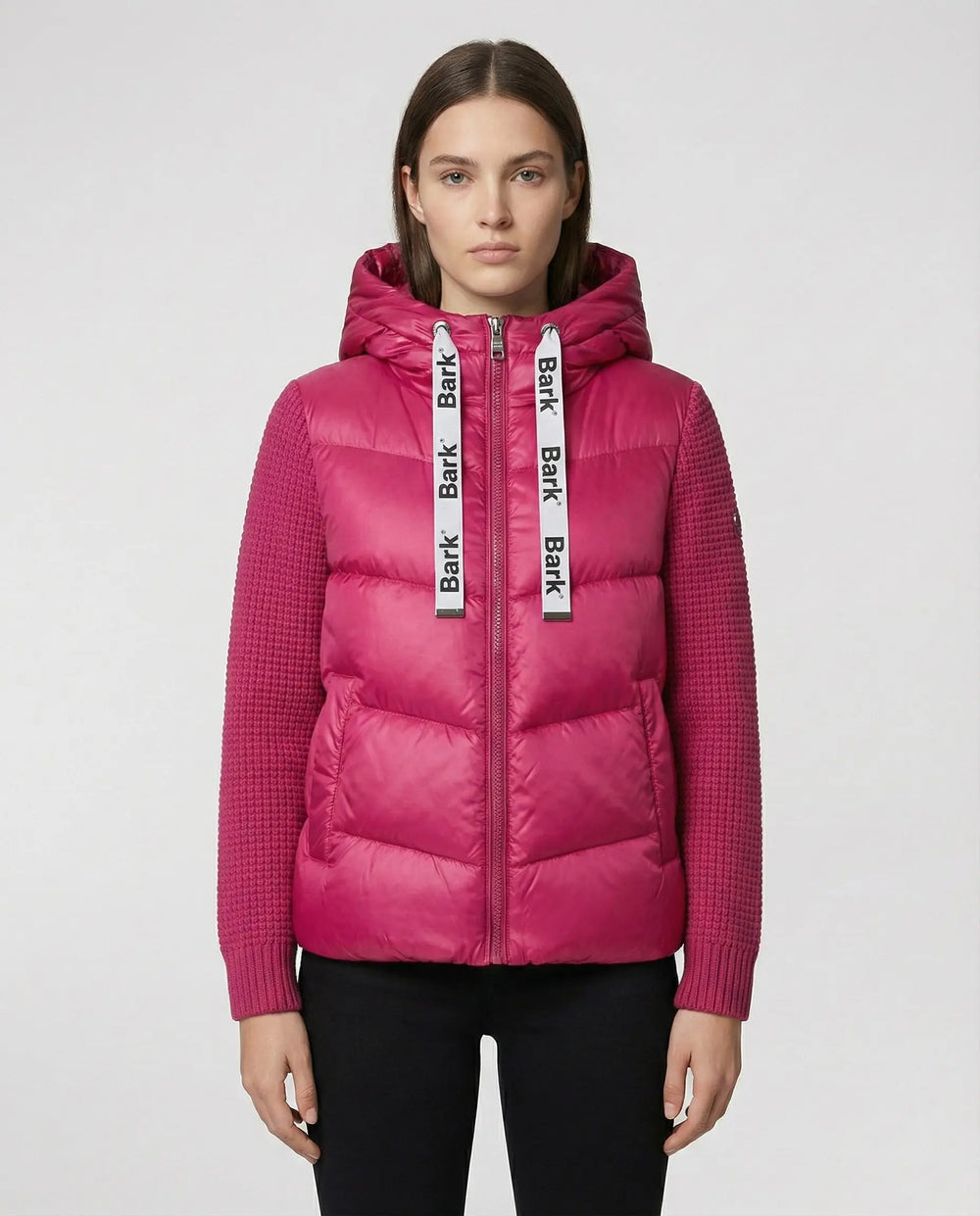 Bark Donna Fucsia | Piumino Corto Oversize | Lacci Logo Bark