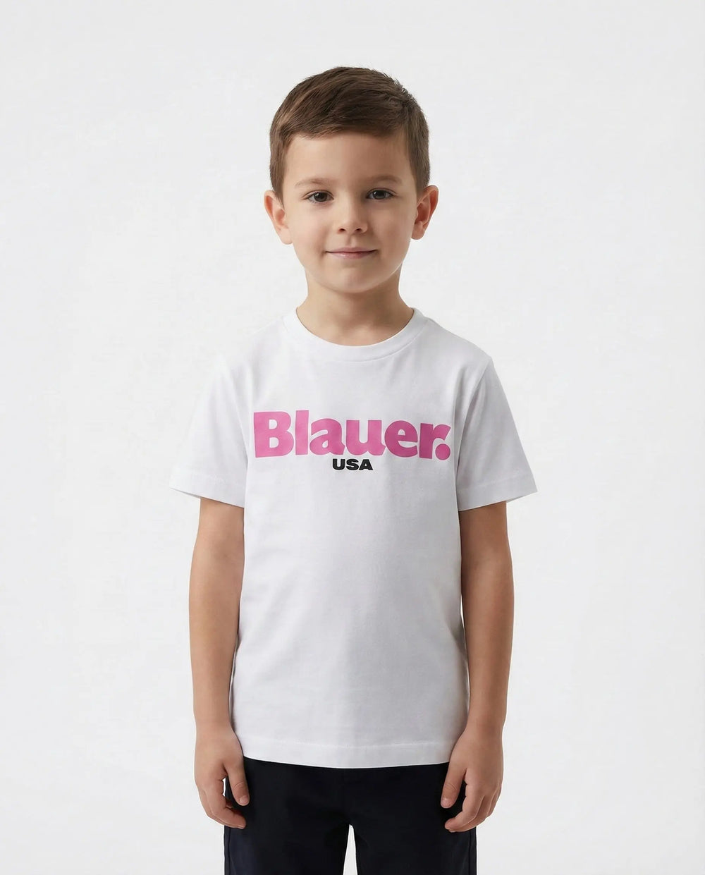 T Shirt Blauer Bambino | Logo Fucsia | Bianco Blauer Bambino