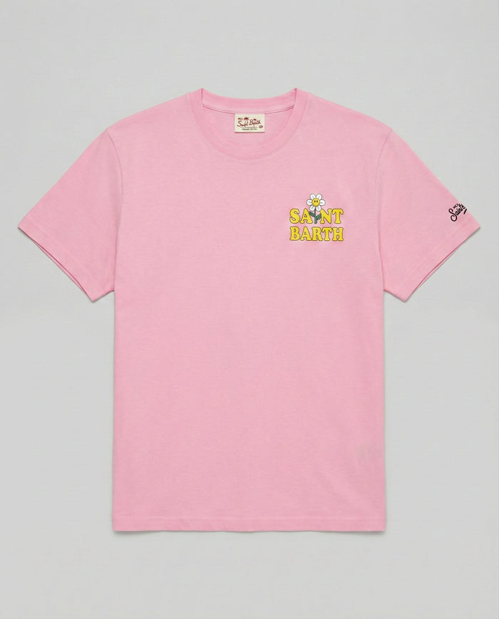 T Shirt Uomo Rosa Con Stampa Good Vibes In Saint Barth | MC2 Saint Barth Mc2 Saint Barth