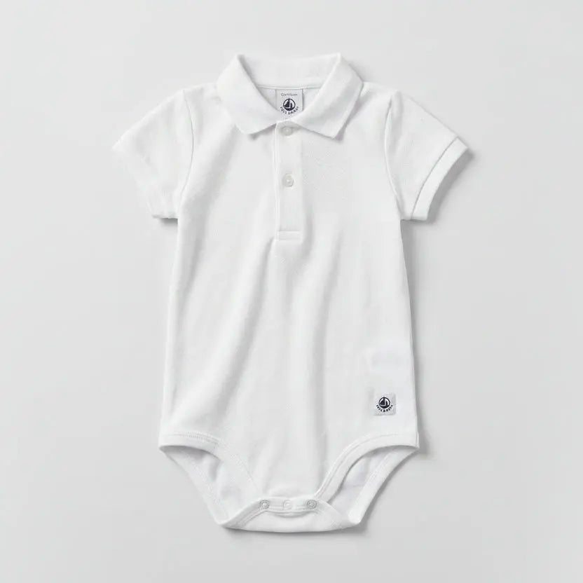 BODY CON COLLETTO POLO IN COTONE A MANICA CORTA BEBÈ  PETIT BATEAU Petit Bateau