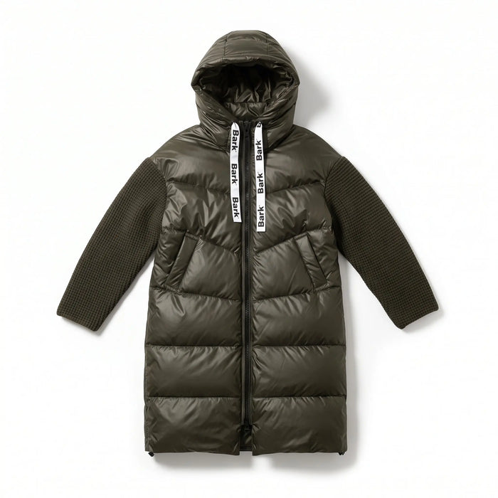 Bark Donna Verde | Piumino Lungo Oversize | Lacci Logo Bark