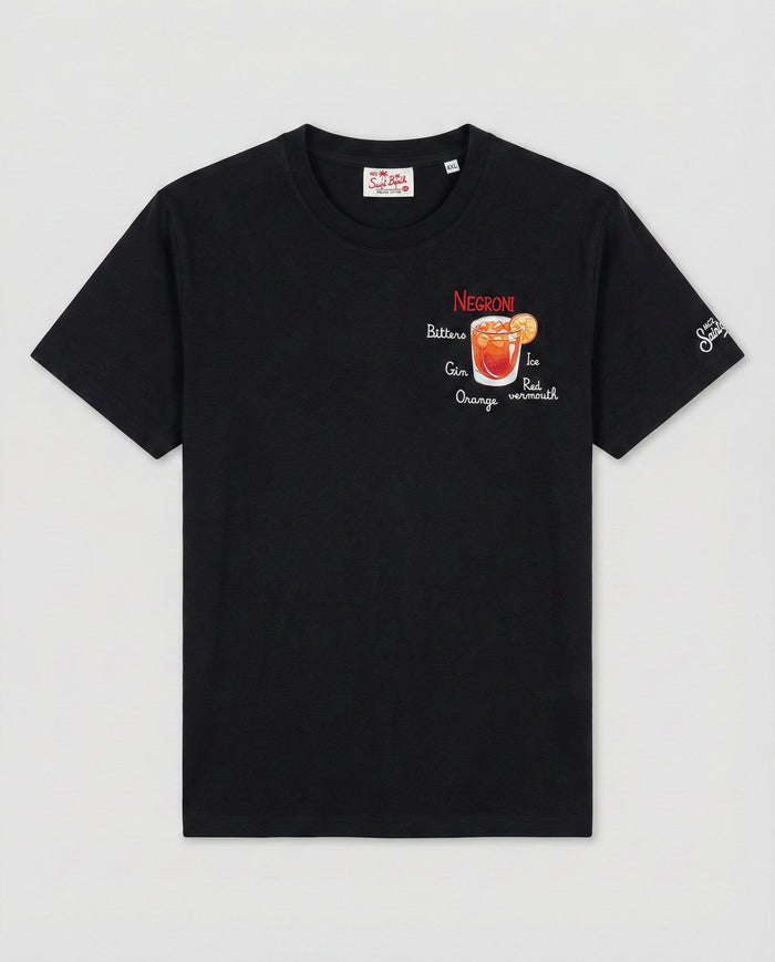 T Shirt Uomo Nera Con Ricamo e Stampa Negroni | MC2 Saint Barth Mc2 Saint Barth