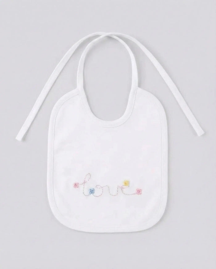 BAVETTA IN JERSEY BIELASTICO CON RICAMO A FIORI DA NEONATA LALALU' Lalalu